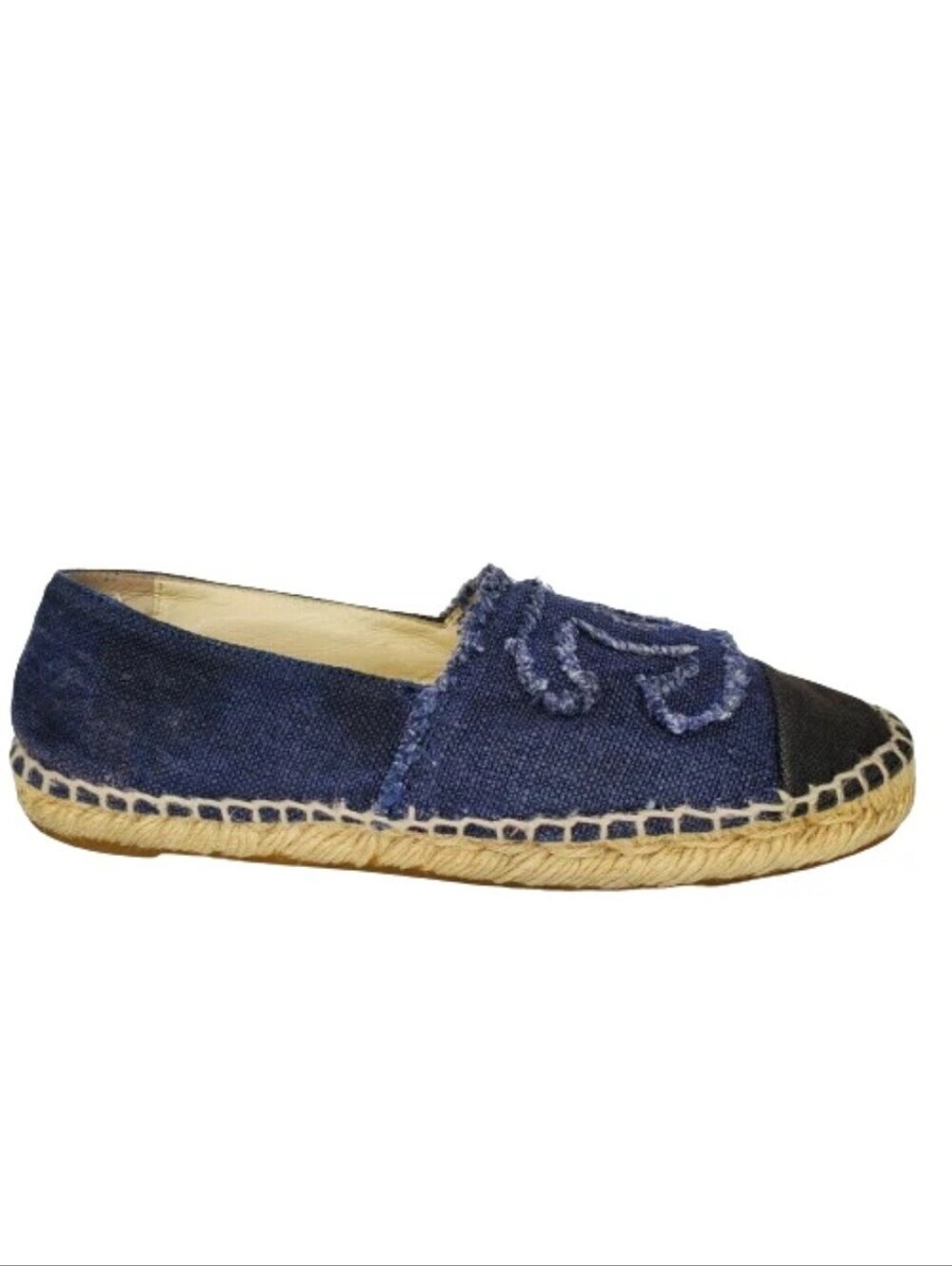 Chanel Blue Denim Interlocking CC Cap Toe Espadrilles